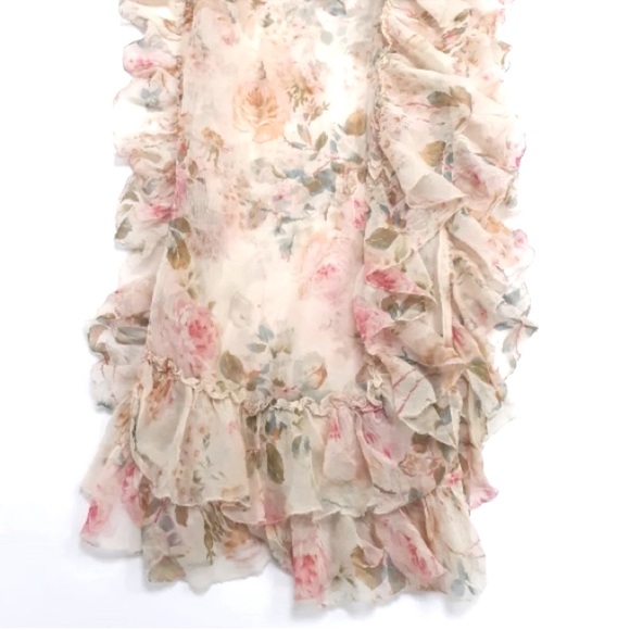 Ralph Lauren Purple Label Cream/Pink silk chiffon Scarf ruffle scarf/stole. NWOT